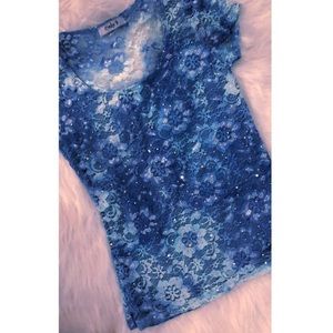 Lace Sequin Top with Lacey See-Thru Back